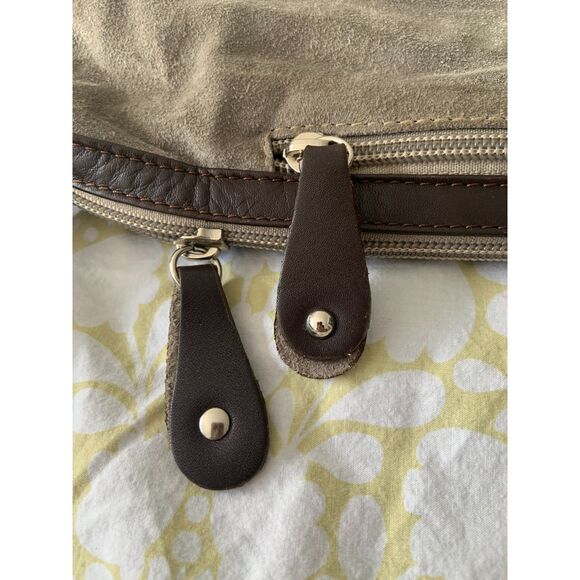 Bruno Rossi Suede Saddle Bag Taupe - Picture 14 of 14